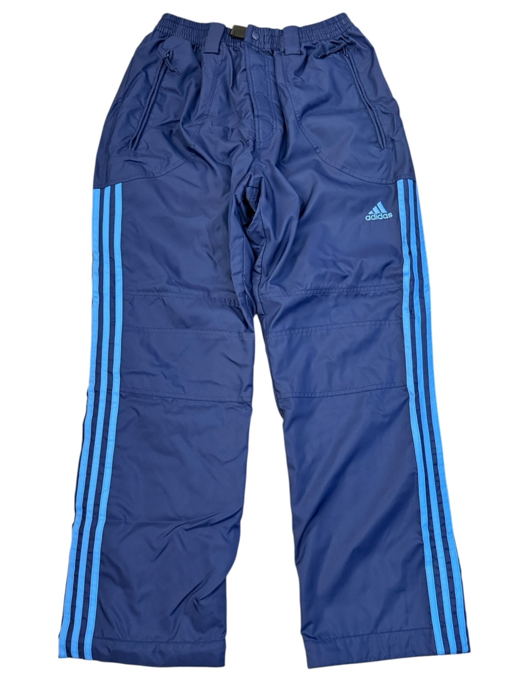 Vintage Adidas Track Pants Y2K 2000 Navy Blue Nylon Windbreaker Mesh Med Baggy